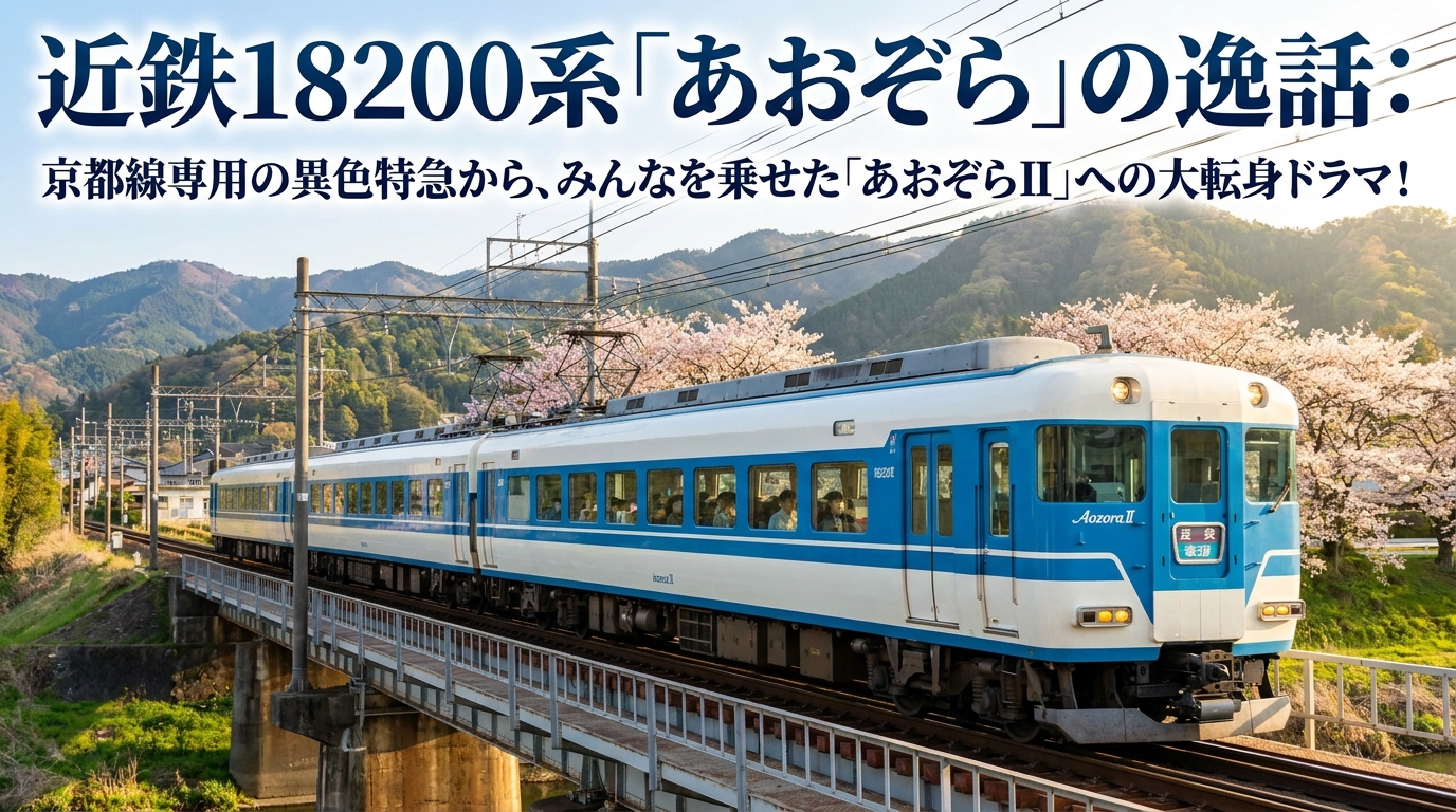 近鉄18200系「あおぞら」の逸話:京都線専用の異色特急から、みんなを乗せた「あおぞらII」への大転身ドラマ!
