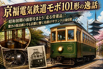 京福電気鉄道モボ101形の逸話：昭和初期の面影をまとう「走る骨董品」！驚きの復活劇と今も京都に響く吊掛けサウンドの秘密