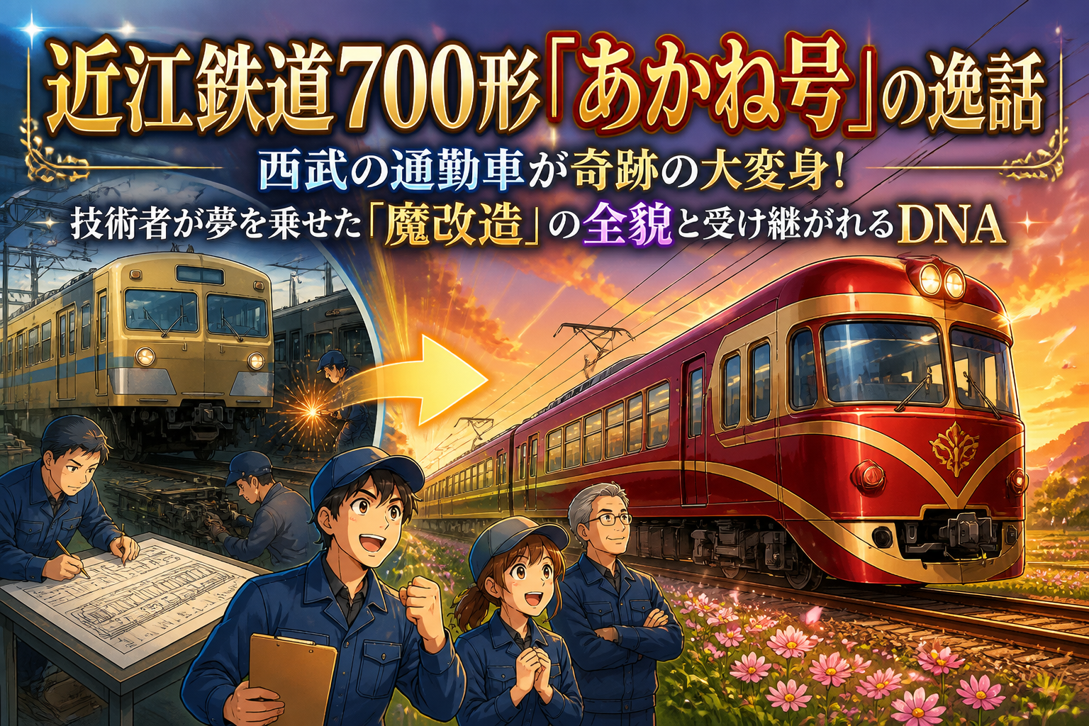 近江鉄道700形「あかね号」の逸話:西武の通勤車が奇跡の大変身!技術者が夢を乗せた「魔改造」の全貌と受け継がれるDNA