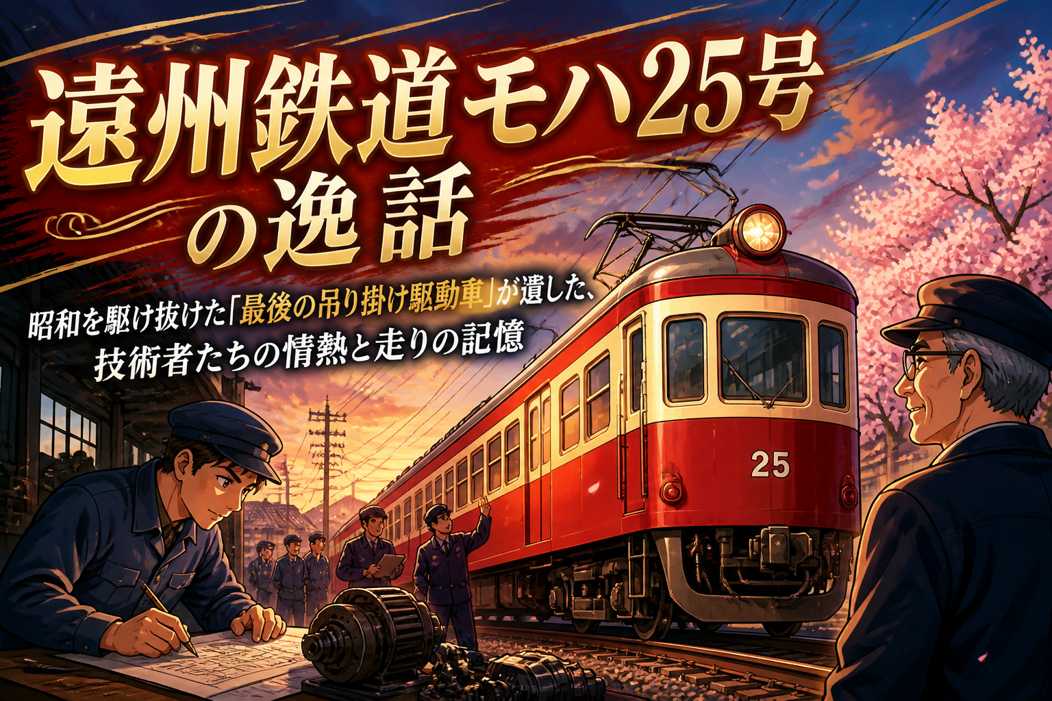 遠州鉄道モハ25号の逸話:昭和を駆け抜けた「最後の吊り掛け駆動車」が遺した、技術者たちの情熱と走りの記憶