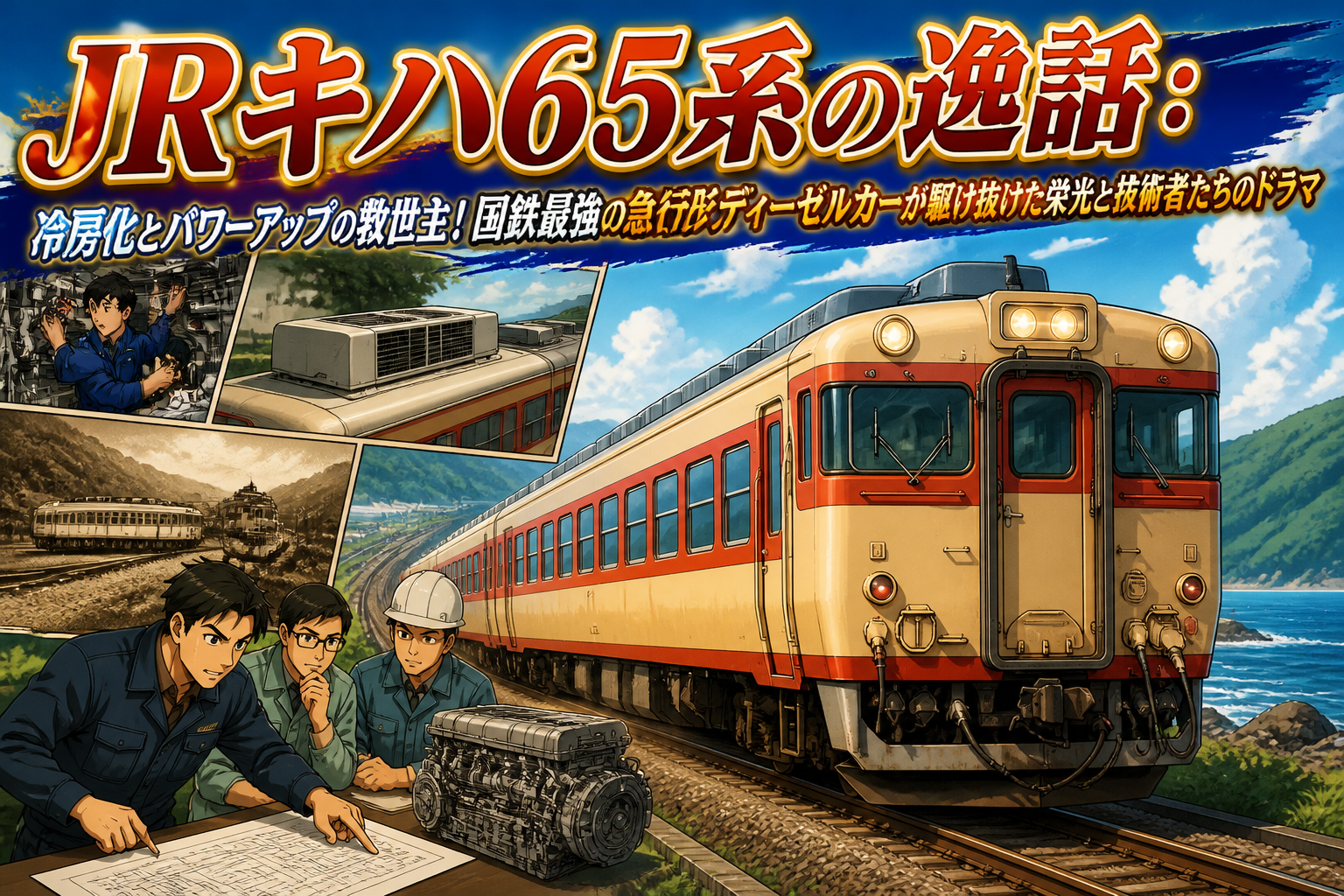 JRキハ65系の逸話:冷房化とパワーアップの救世主!国鉄最強の急行形ディーゼルカーが駆け抜けた栄光と技術者たちのドラマ