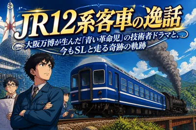 JR12系客車の逸話：大阪万博が生んだ「青い革命児」の技術者ドラマと、今もSLと走る奇跡の軌跡
