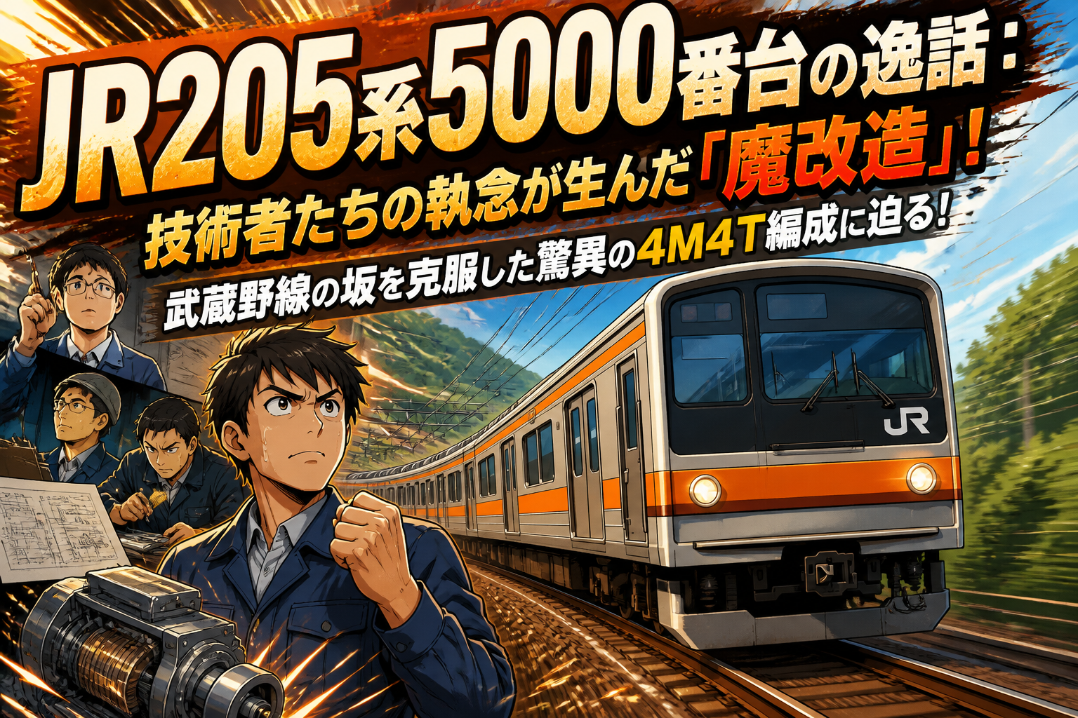 JR205系5000番台の逸話：技術者たちの執念が生んだ「魔改造」！武蔵野線の坂を克服した驚異の4M4T編成に迫る
