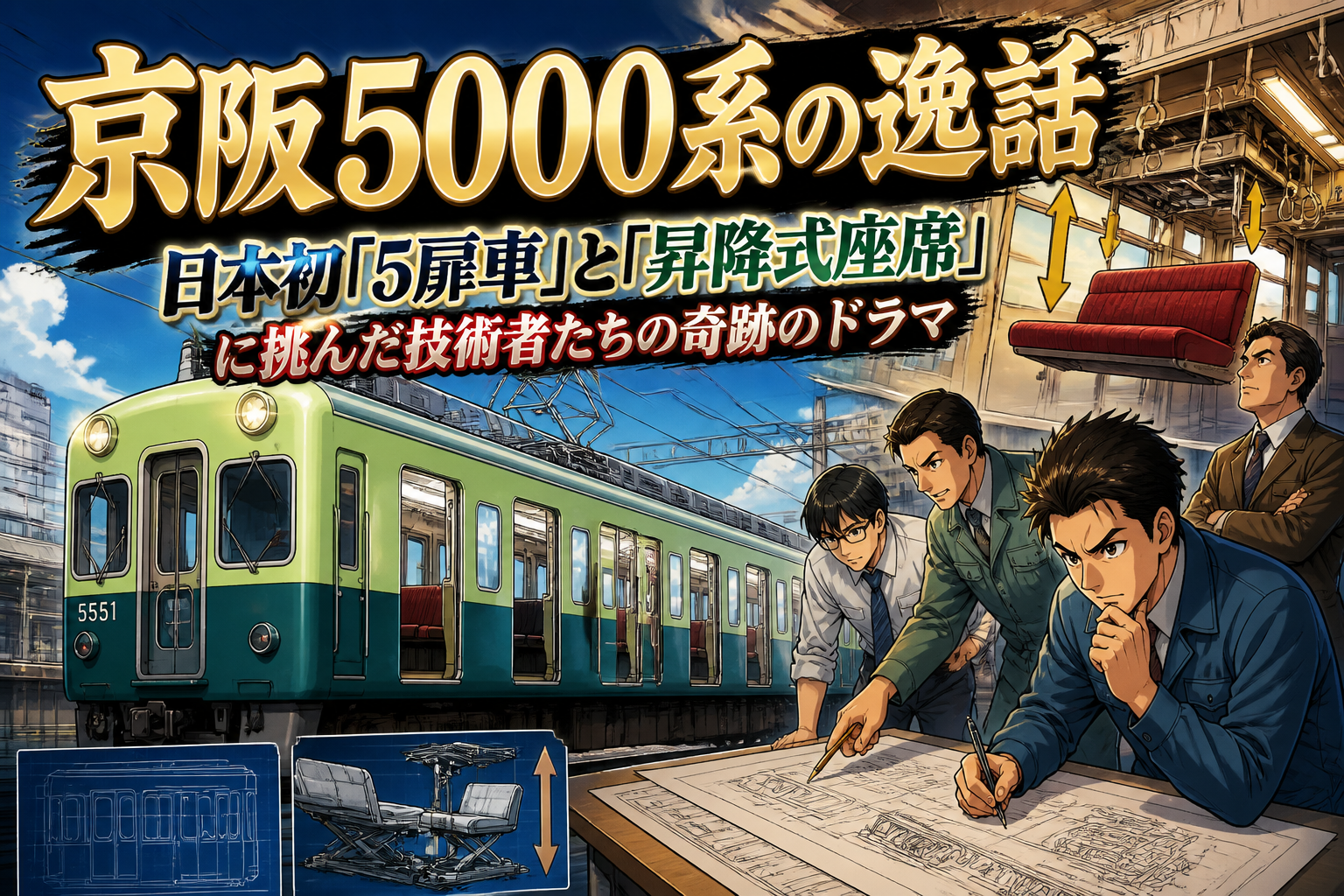 京阪5000系の逸話:日本初「5扉車」と「昇降式座席」に挑んだ技術者たちの奇跡のドラマ