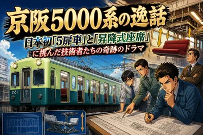 京阪5000系の逸話：日本初「5扉車」と「昇降式座席」に挑んだ技術者たちの奇跡のドラマ