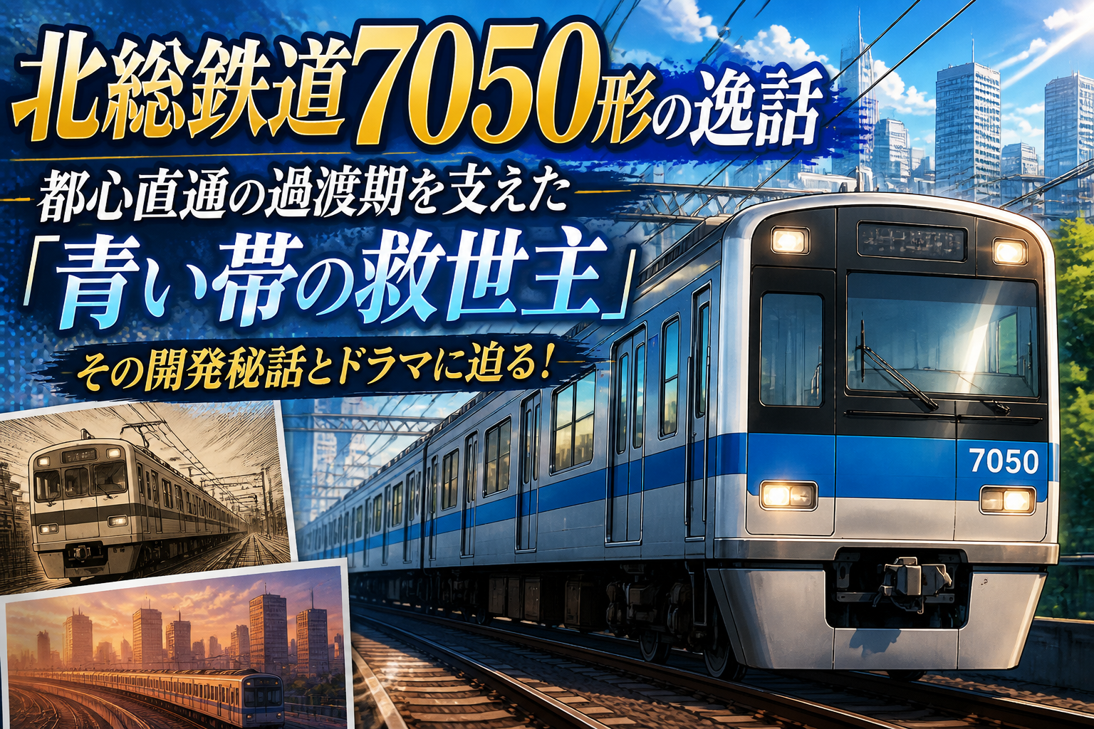 北総鉄道7050形の逸話:都心直通の過渡期を支えた「青い帯の救世主」その開発秘話とドラマに迫る!