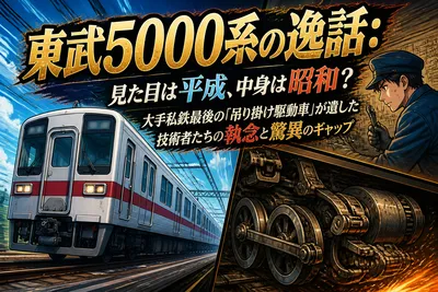 東武5000系の逸話：見た目は平成、中身は昭和？大手私鉄最後の「吊り掛け駆動車」が遺した技術者たちの執念と驚異のギャップ